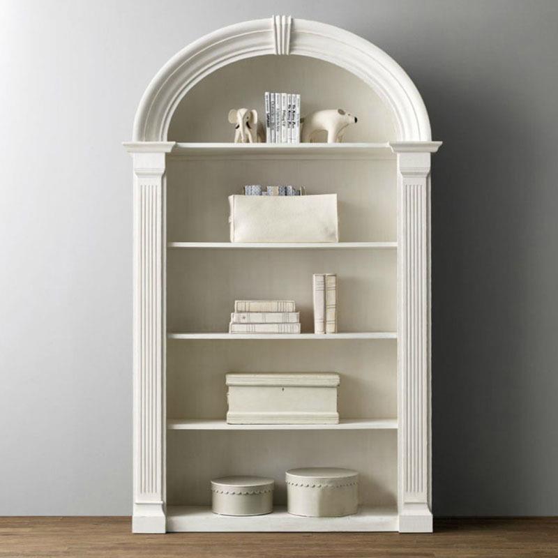 美式乡村复古做旧实木书柜出口RH家具法式橡木玄关储物餐边柜书橱