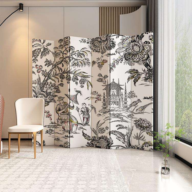 法式复古屏风隔断客厅入户玄关直播间背景遮挡可移动折叠装饰折屏