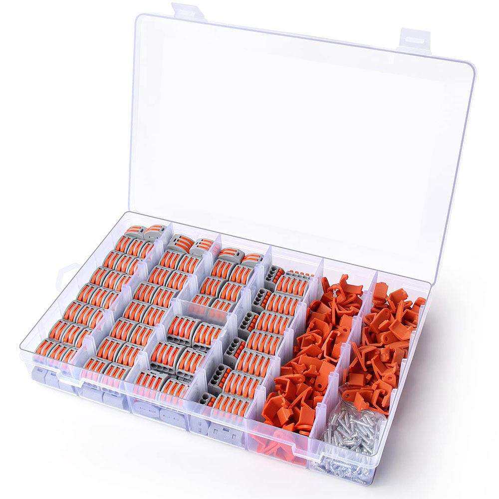 跨境265PCS盒装PCT-212快速接线端子/按压连接器配扣子螺丝