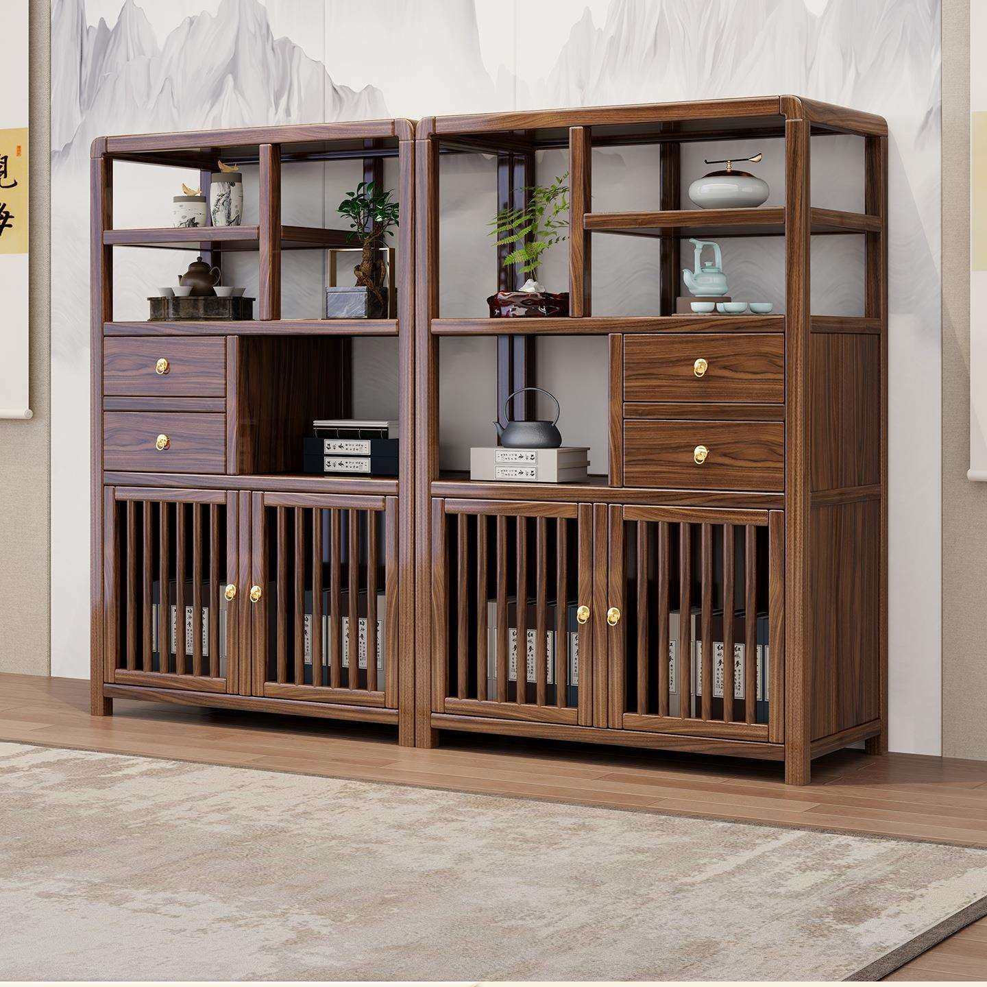 实木博古架新中式置物架办公茶室陈列书架子展示柜多宝阁,玩具/童车/益智/积木/模型,其它,淘宝优惠券,粉丝福利购,淘宝优惠卷