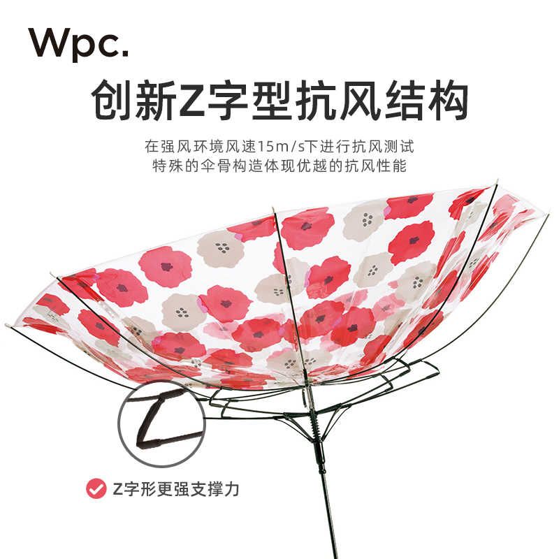 wpc透明雨伞长柄女生高颜值可爱手动伞加大加厚加固抗风果冻伞图片