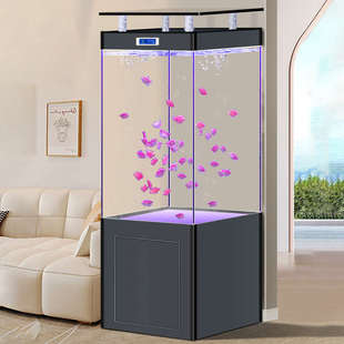 创海金晶超白玻璃龙鱼缸2024新款 客厅中小型底滤免换水水族箱 立式