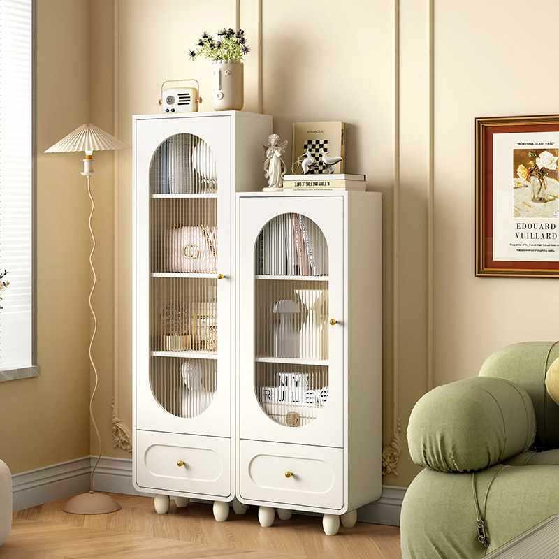 法家式奶油风组合书F97S59MS柜客厅示带玻璃防尘展柜电视沙用发边