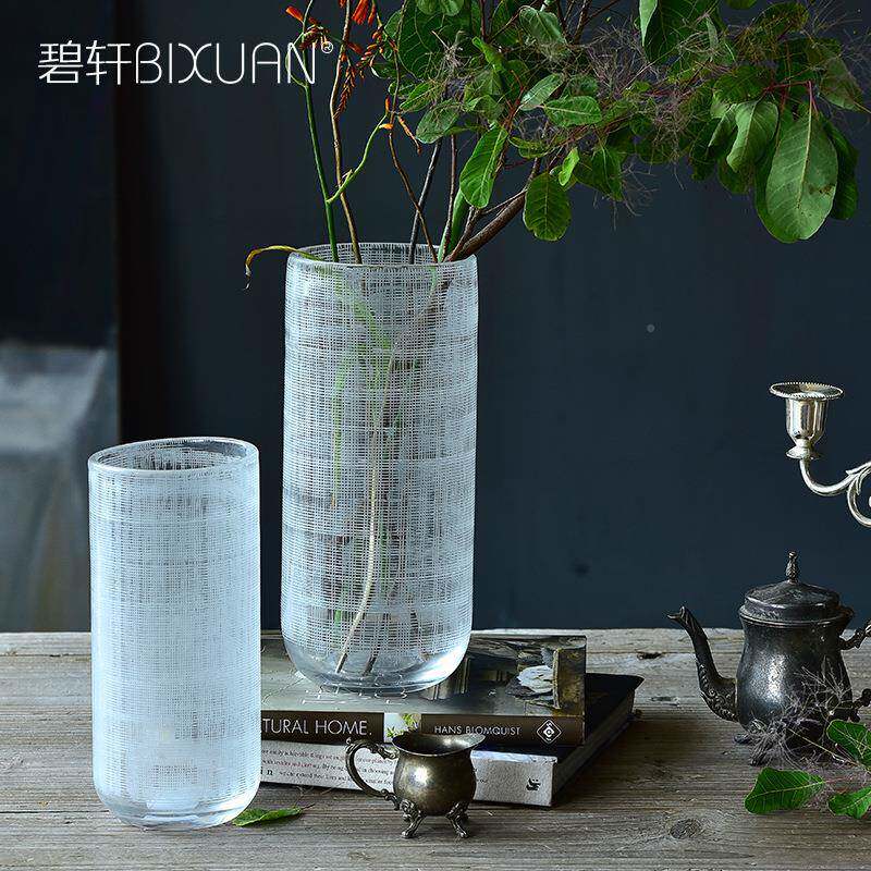 厂家品客厅明欧式摆件插刻线透瓶家居装饰创UAU意玻璃花花瓶样