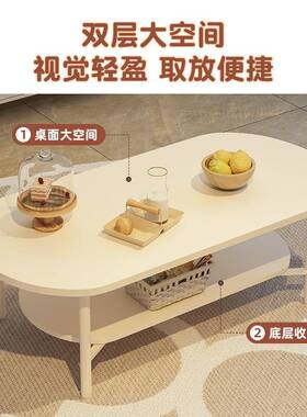 2025物款茶几奶油风家用红边几小桌子新客厅可移动沙A352网发边桌