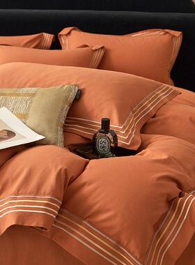 婚庆冬件简约笠100S全RXU棉磨秋毛刺绣四套纯棉加厚保暖床单被套