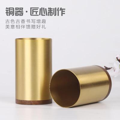 铜笔铜筒制楠竹作意复古中国风铜创器摆件学生书法创收无品牌/藏