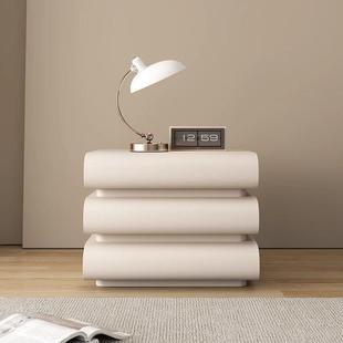 床头柜卧边室家用奶油极意式 白色简YVQ纳皮质床收储物