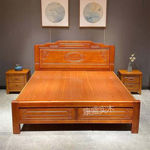 J^实木床金花梨木中式双人床1VMS.典8m卧单婚床明清古仿主古雕花