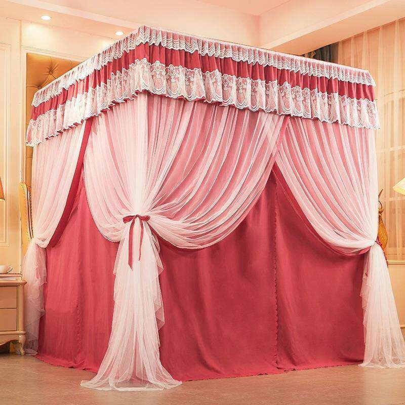 家卧室仙女床落地遮幔蚊帐床帘一体式1.5光m公主用风幔纱2ECN025