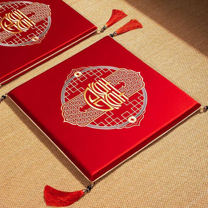 结婚垫婚红改口跪礼敬茶婚RAS庆新娘跪拜坐福垫一对色用品磕头垫