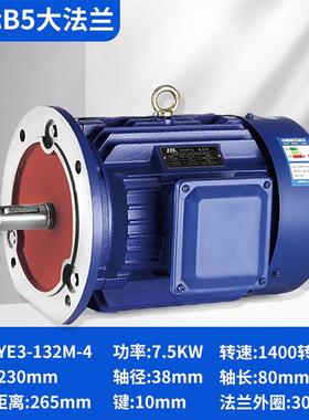 立式电动机三相国标铜线1B5法兰Y30.75/E.BFL5//4/5.5/7.5KW电机3