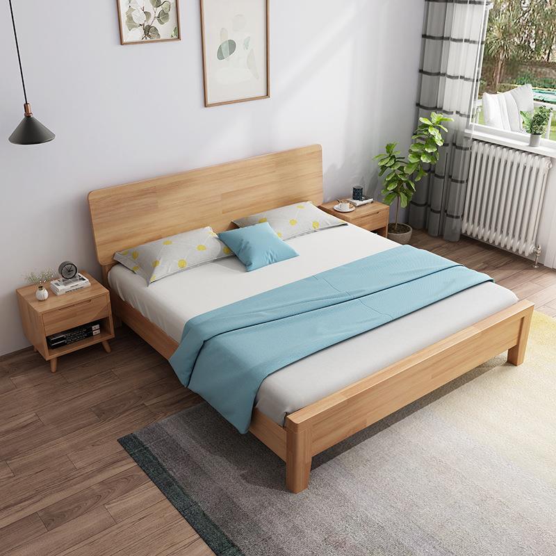 实木床现代简.ECM约18米双床主卧1.5米橡型木经济出租房1人.2m单