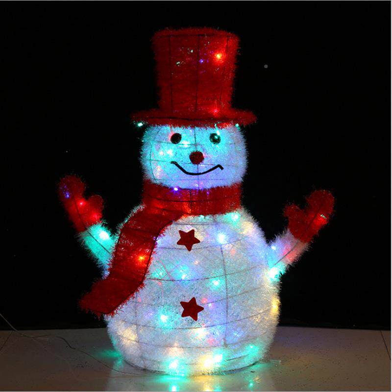 圣摆诞节LEDK-120发光雪人铁艺饰老人灯饰D商场酒店件装品圣诞场