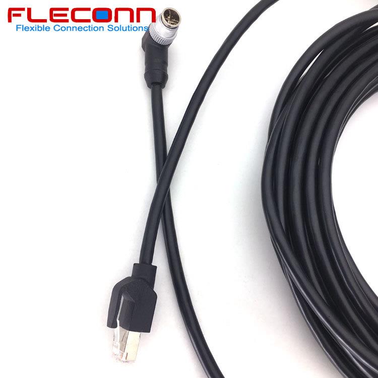 90C度直角头M2X编码8Pin8芯公头转1RJ4PUN5网线万兆AT6A弯10GB/S
