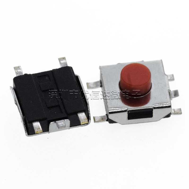 轻触开关6*6*2.7MM 6.2X6.2X2.8MM微动按键 红色四脚贴片 耐高温