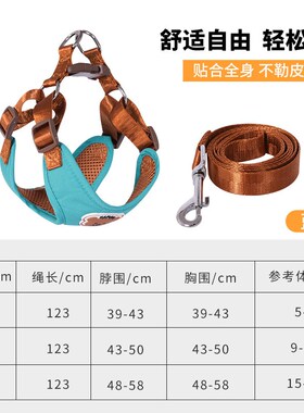 背心式狗狗牵引绳小型犬泰迪比熊胸背带小狗幼犬遛狗绳狗链子项圈