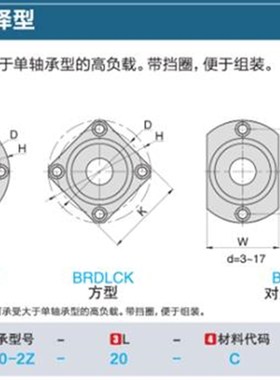 轴承座组a件带扣环双轴承BRDLCF-608/628/6800/6900/6000/6200ZZ-