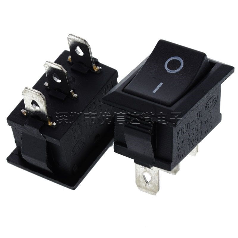 船型开关KCD1-101三脚两档15*21MM 3脚2档 6A/250V翘板船形