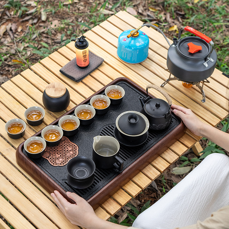 户外露营围炉煮茶便携式旅行茶具套装烧水壶一整套野外车载陶瓷