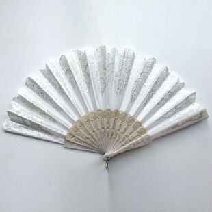 舞蹈西班牙蕾丝芭蕾折扇子女士新品印花边古典咏春扇绿黄蓝深蓝紫