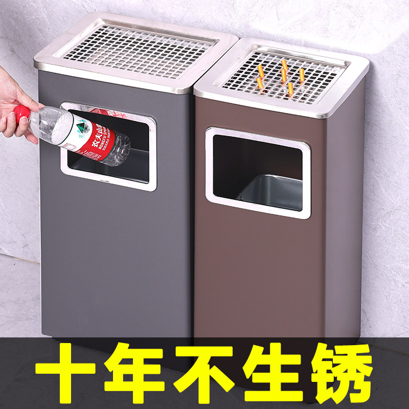 不锈钢带灭抽烟灰桶筒缸垃圾桶一体立柱式落地吸烟区户室外电梯口