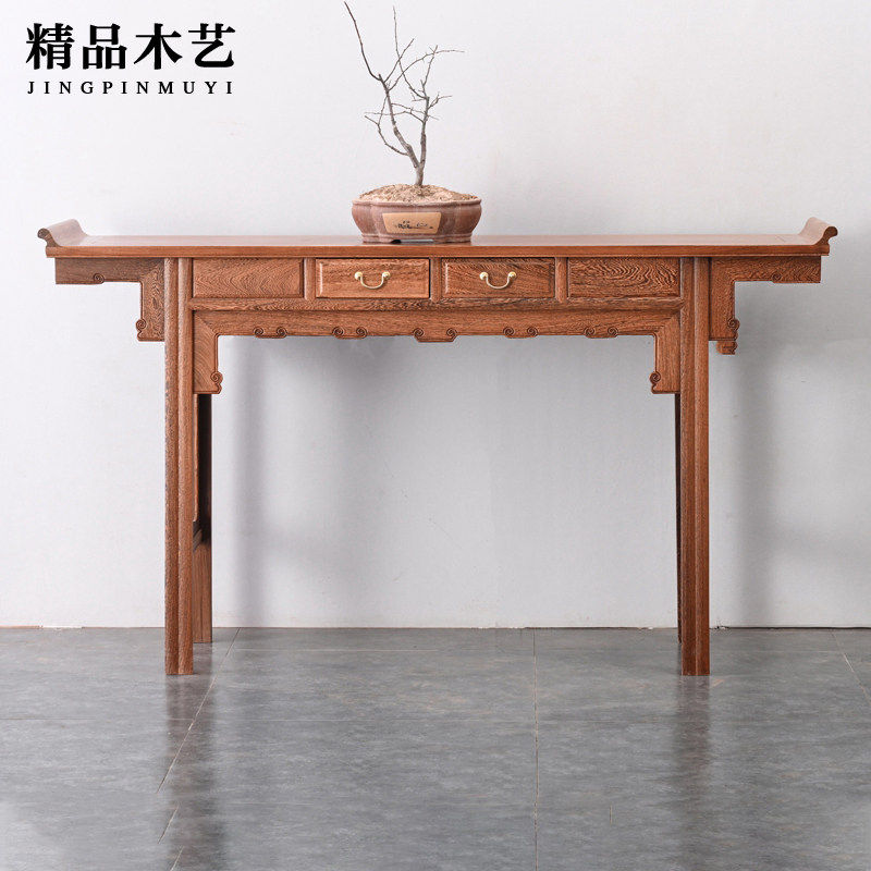 红木家俱鸡翅木条案翘头案家用中堂神台供桌佛台中式玄关实木香案