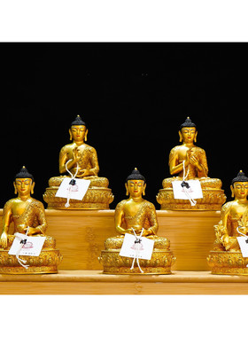 藏传纯铜五方佛像五寸浮雕