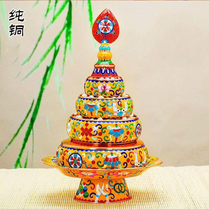 王师兄藏式景泰蓝曼扎盘黄铜供曼扎家用景泰蓝铜曼曼茶罗摆件七宝