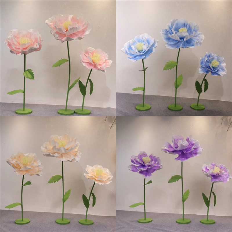 婚庆路引花成品蔷薇花户外婚礼布置手工纸艺花橱窗道具装饰纸花