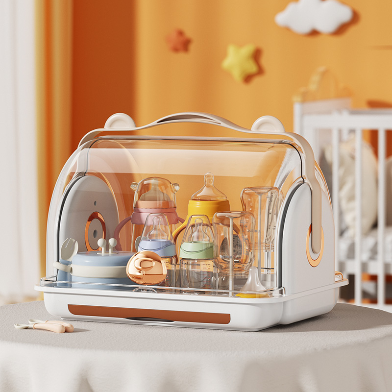 宝宝奶瓶收纳箱防尘收纳盒沥水架婴儿餐具放碗筷辅食工具置物架柜