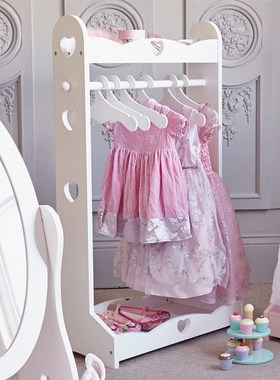 GLTC儿童卧室欧式木制实用挂衣架宝宝创意公主家用粉色落地晾衣架