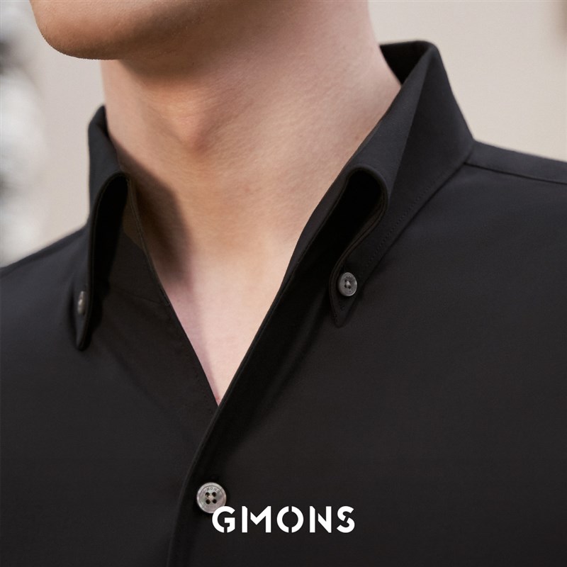 【薄荷纤维】吉约蒙长袖衬衫男黑色商务正装夏季结婚一片领衬衣