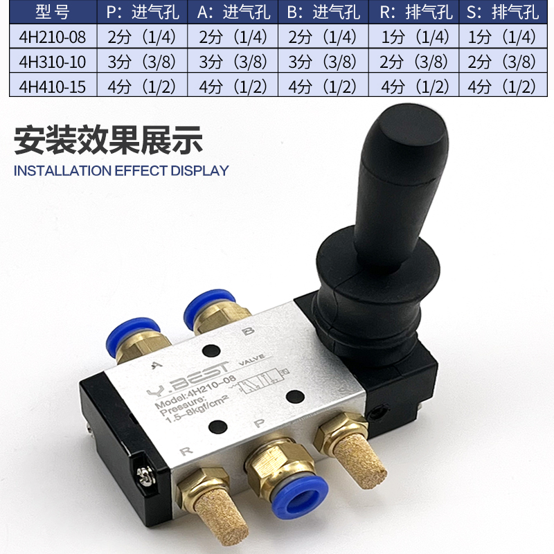 气动手拉阀3R210 4H210-08气缸手板阀4H310气控换向阀4R310手动阀
