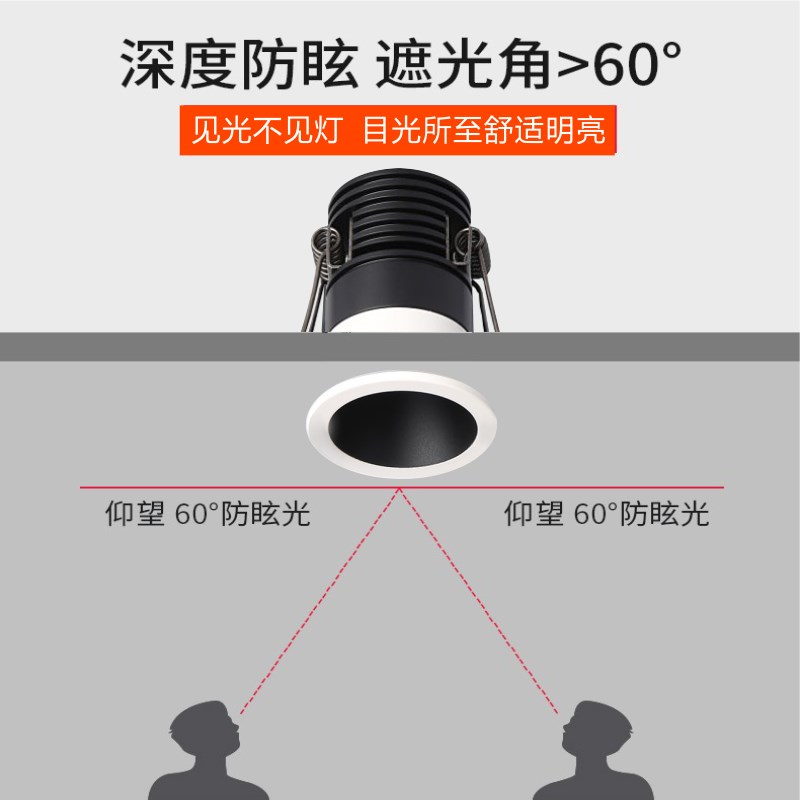 led迷你小射灯满天星深藏防眩光高显指开孔3.5公分35mm嵌入式3W5W