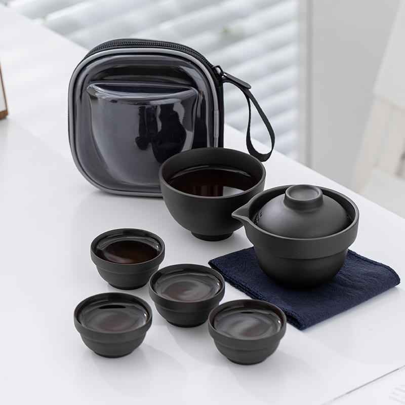 紫砂便携式旅行茶具小套装户外露营旅游装备泡茶壶随行快客杯定制