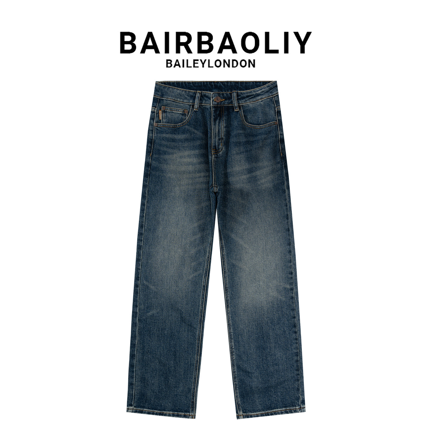 BAIRBAOLIY高街直筒弹力牛仔裤