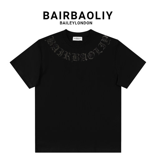 BAIRBAOLIY哥特烫钻短袖T恤男