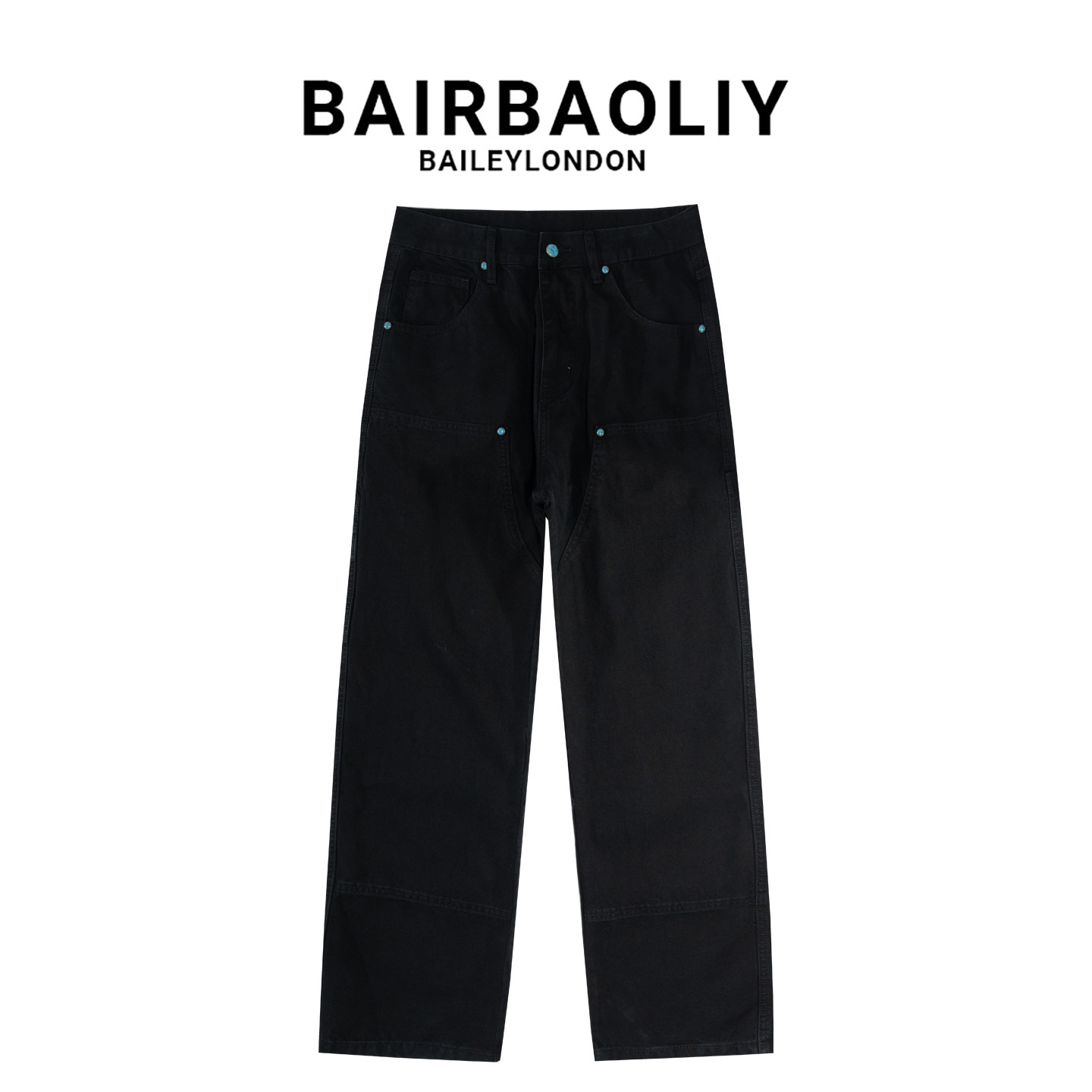BAIRBAOLIY男装纯棉牛仔裤精致纽扣高品质时尚简约舒适直筒长裤潮