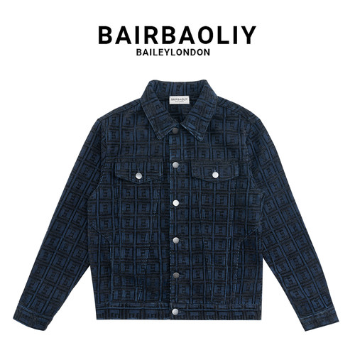 BAIRBAOLIY复古轻奢潮牌纯棉修身牛仔夹克上衣经典痞帅美式外套