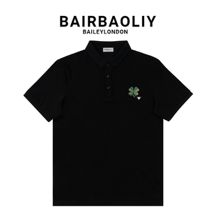 BAIRBAOLIY四叶草小蜜蜂刺绣短袖POLO衫夏季翻领透气轻奢休闲上衣