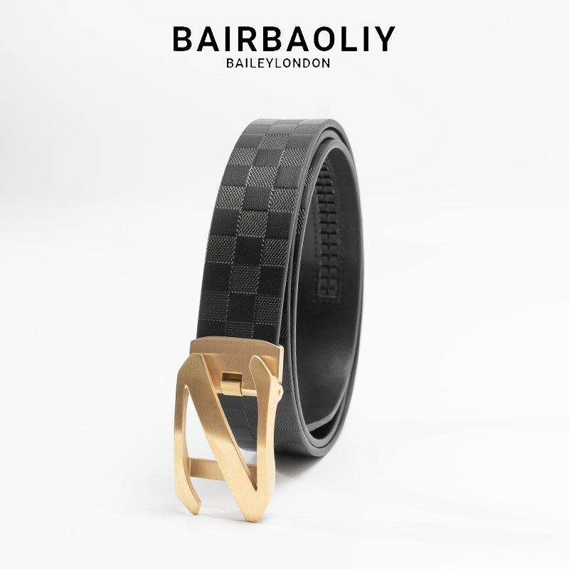 BAIRBAOLIY皮带Z字男款自动扣头层黄牛皮裤腰带2025新款高级大牌