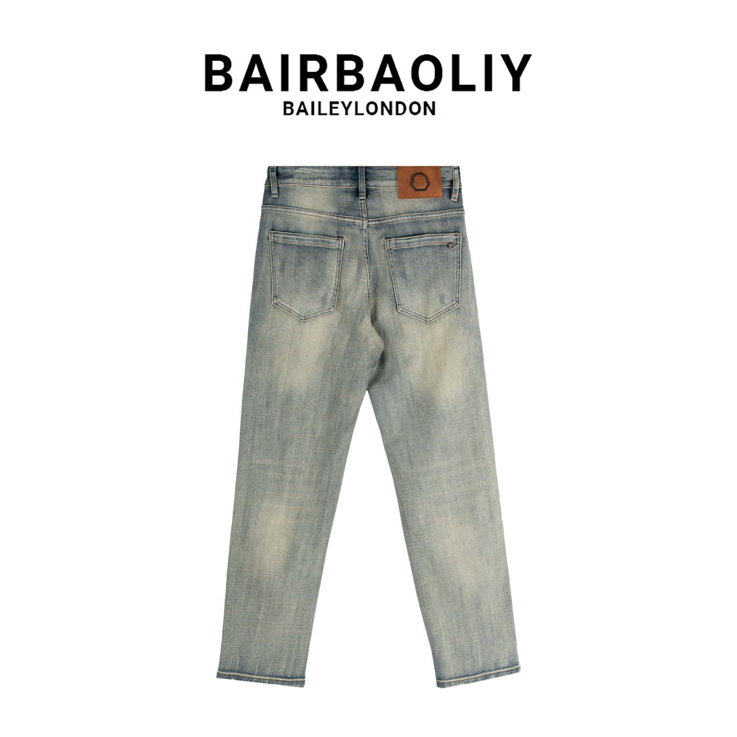 BAIRBAOLIY时尚百搭纯色柔软亲肤直筒修身潮流百搭男士牛仔裤