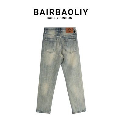 BAIRBAOLIY时尚百搭纯色柔软亲肤直筒修身潮流百搭男士牛仔裤