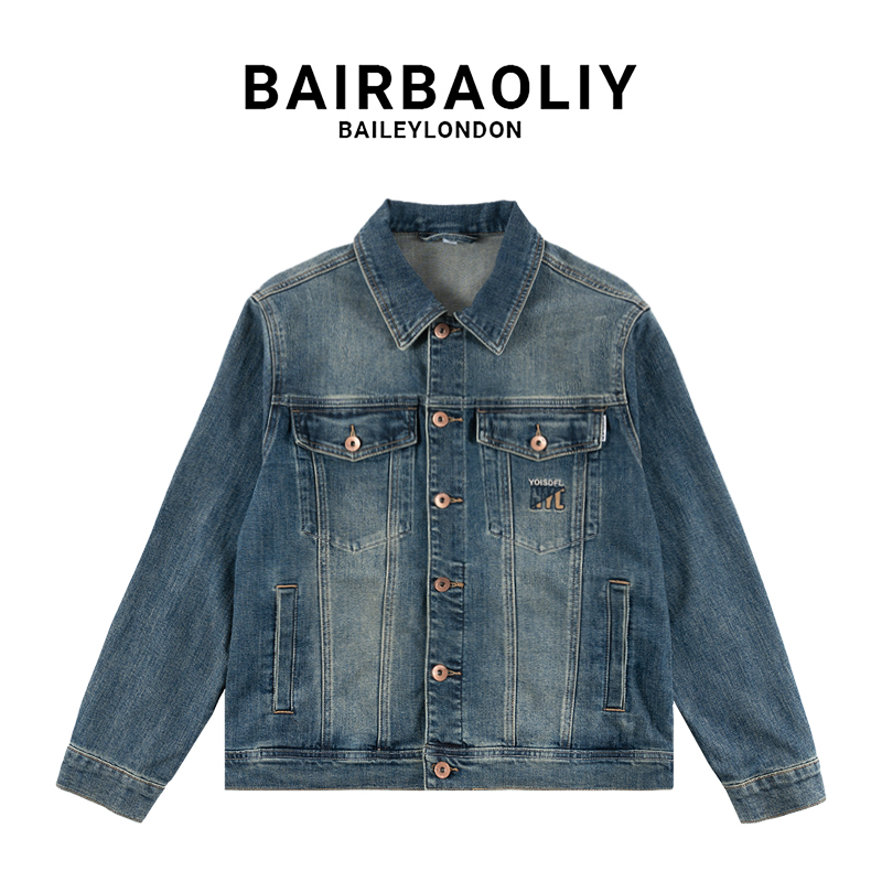 BAIRBAOLIY美式复古水洗高端刺绣牛仔外套男潮牌2025新款春秋夹克