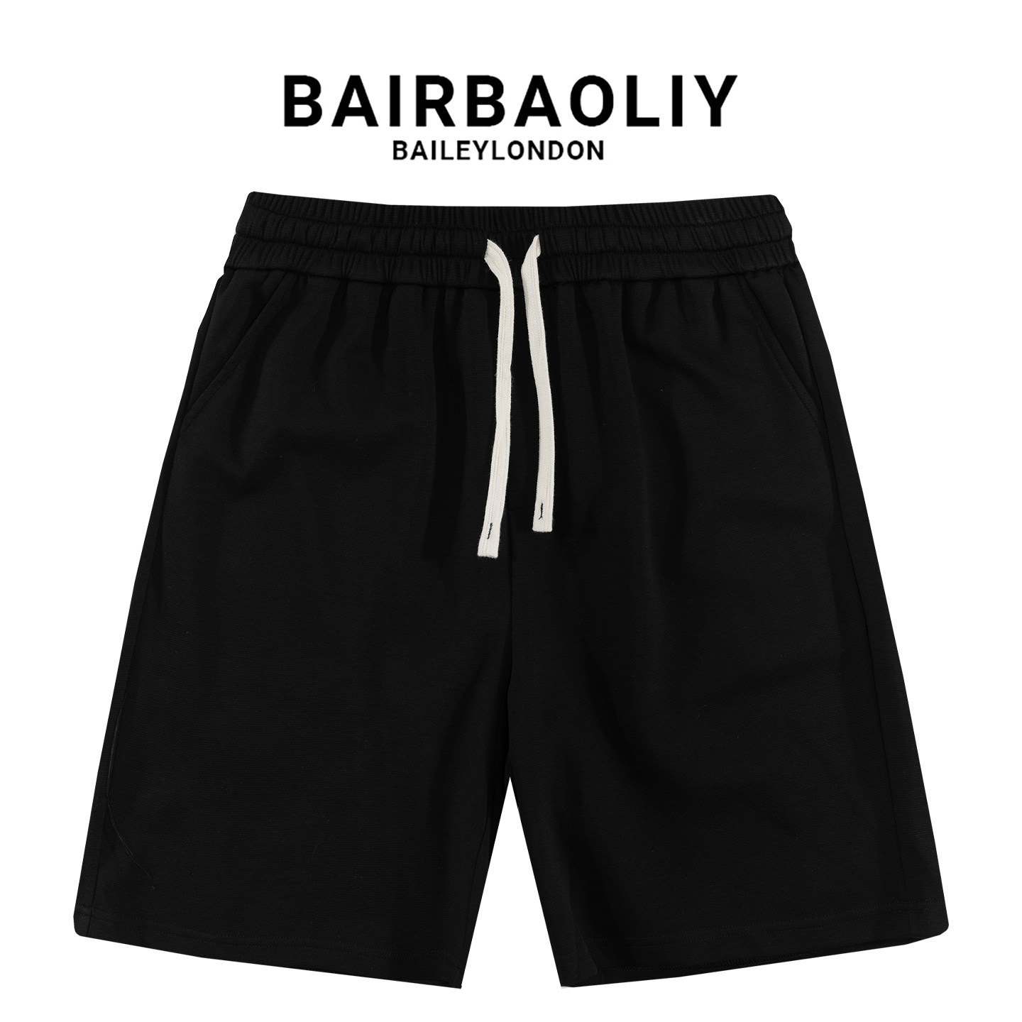 BAIRBAOLIY简约纯色系带抽绳运动短裤男女夏季潮牌透气休闲五分裤