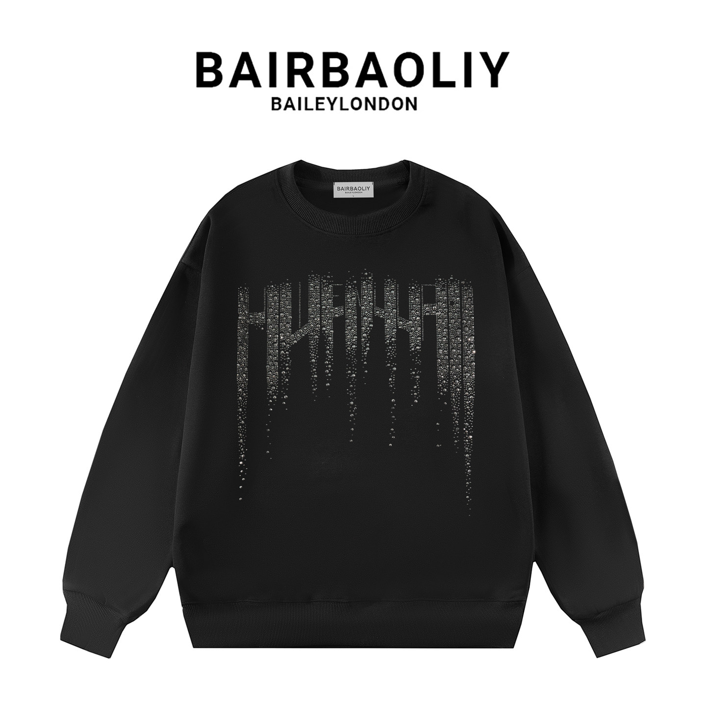 BAIRBAOLIY秋冬2025新款烫钻男士百搭潮流休闲时尚高级感圆领卫衣
