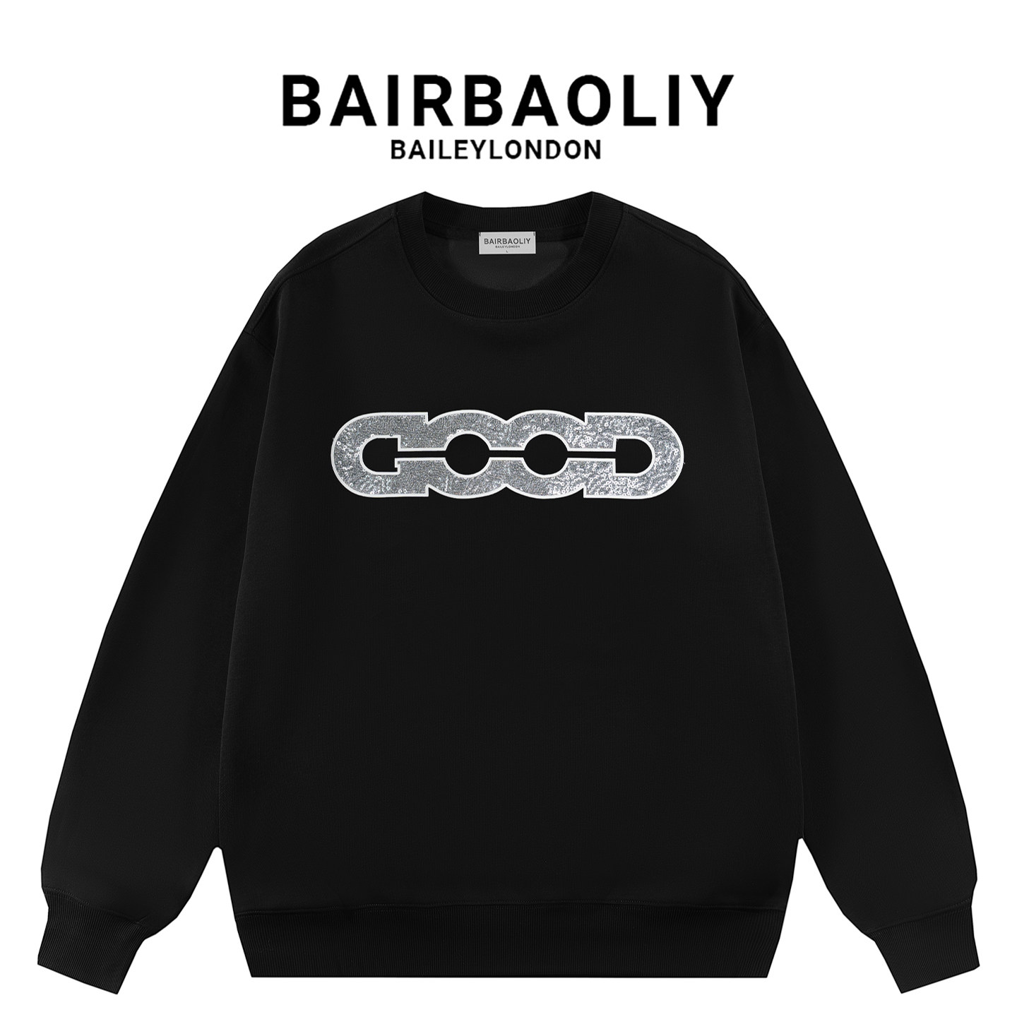 BAIRBAOLIY秋冬亮片绣圆领卫衣