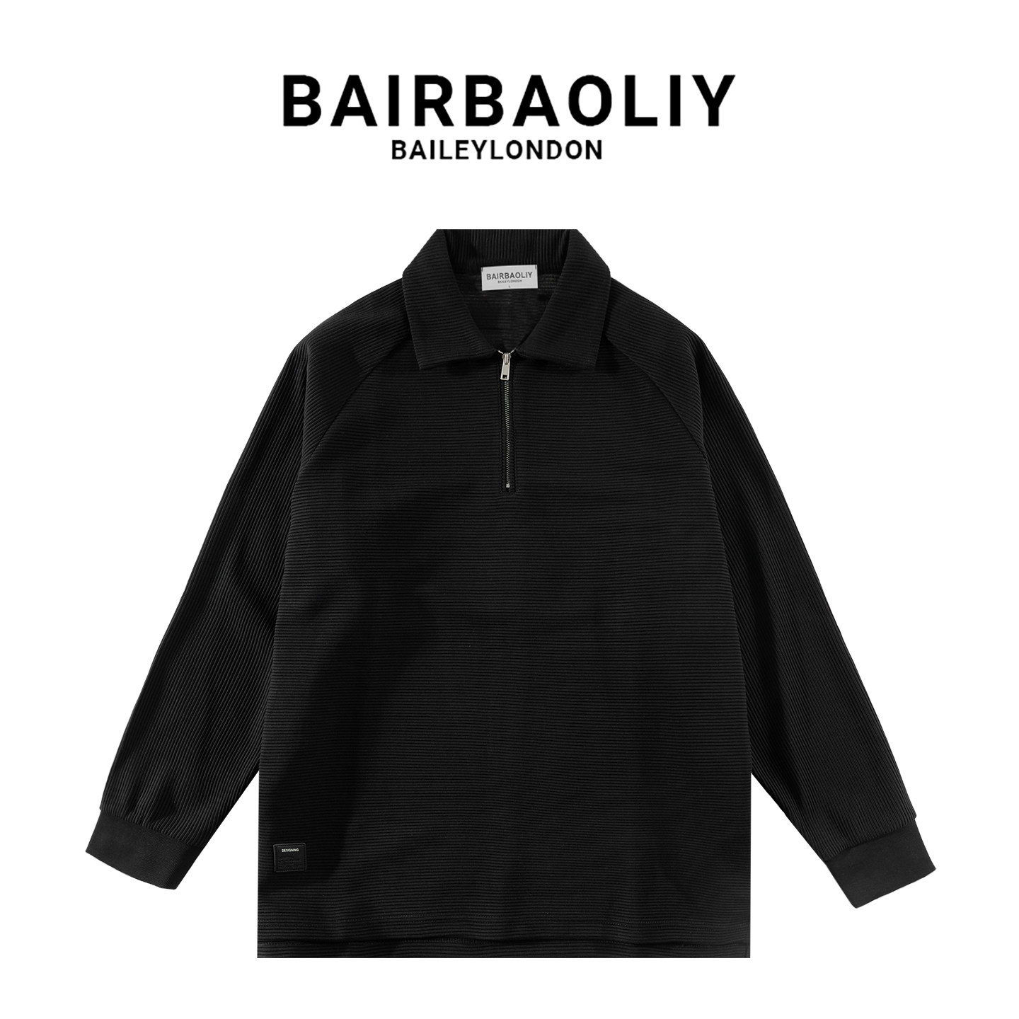 BAIRBAOLIY翻领秋冬套头拉链港风痞帅卫衣上衣潮流高品质男装长袖