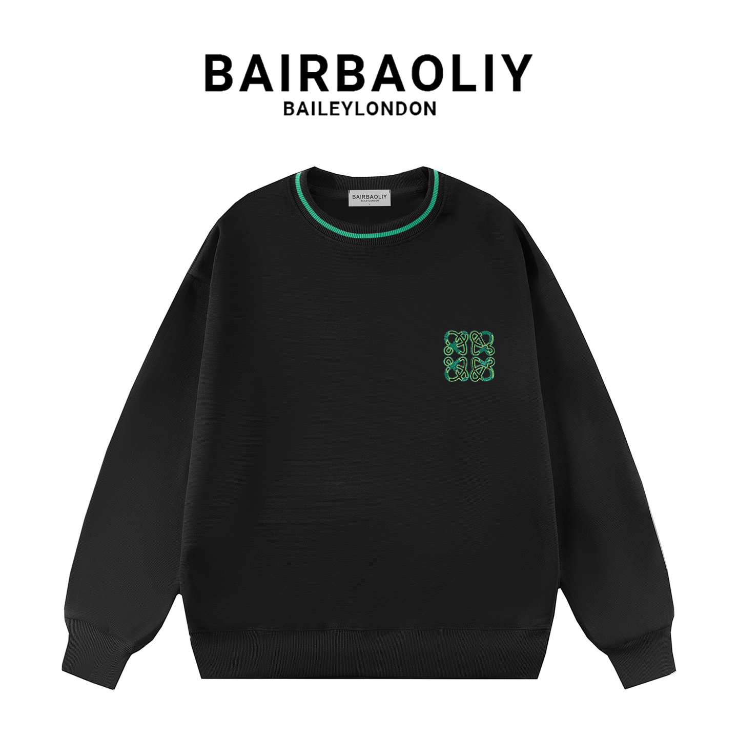 BAIRBAOLIY男装简约上衣美式百搭高端刺绣撞色高品质潮流时尚卫衣